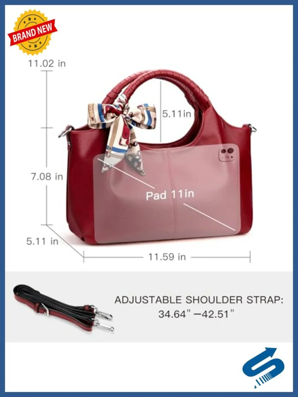 Vegan Leather Top Handle Satchel Purse with Adjustable Strap